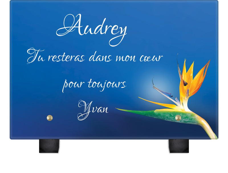 Plaque funéraire fleur-du-paradis 25 plapuedacaes.com
