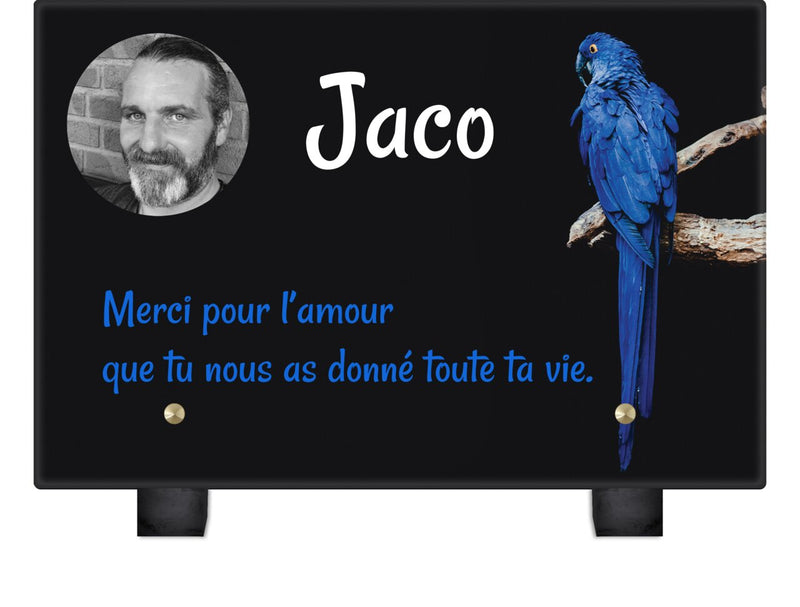 Plaque funéraire perroquet-bleu 6 plapuedacaes.com
