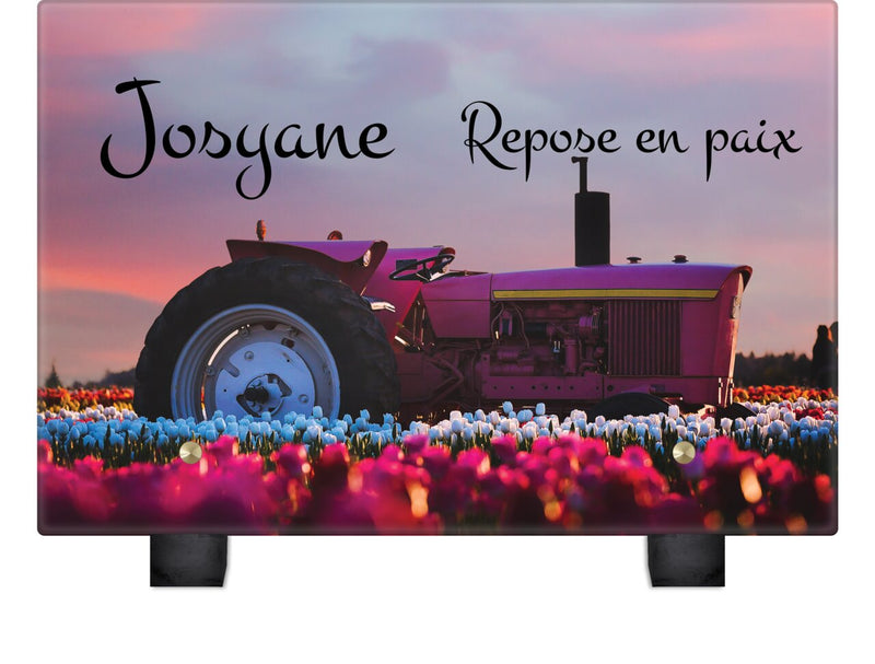 Plaque funéraire tracteur-rose 15 plapuedacaes.com
