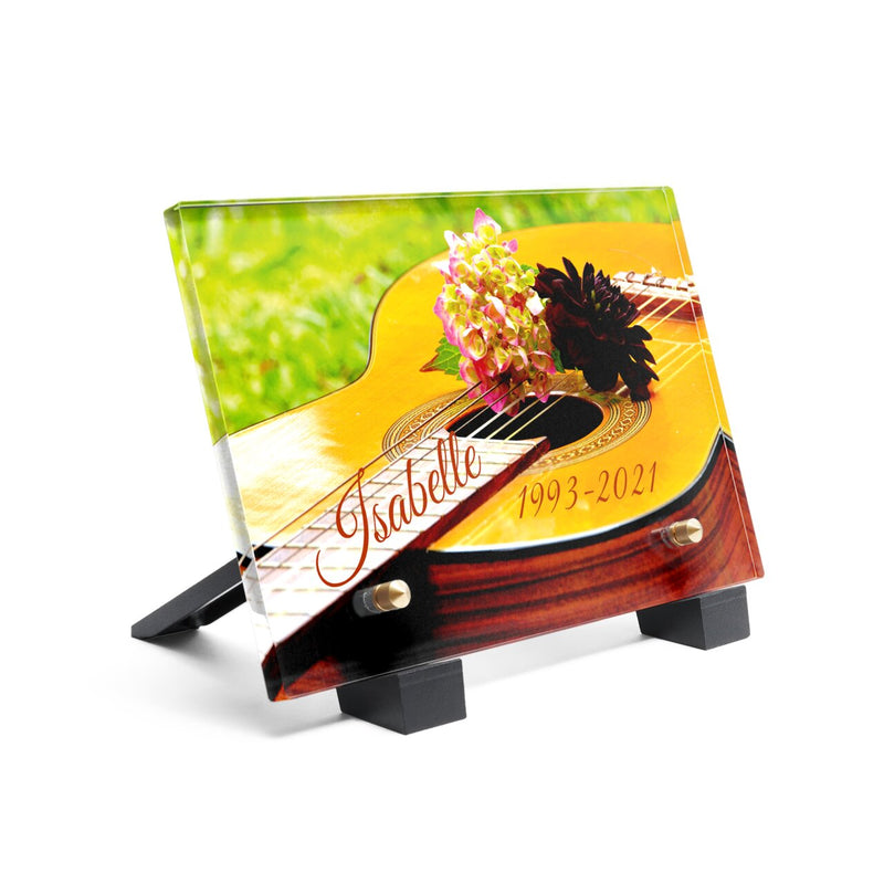 Plaque funéraire guitare-acoustique-avec-les-fleurs 8 plapuedacaes.com