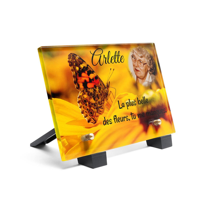 Plaque funéraire papillon-jaune 16 plapuedacaes.com