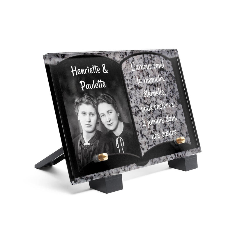 Plaque funéraire livre-granite-gris 17 plapuedacaes.com