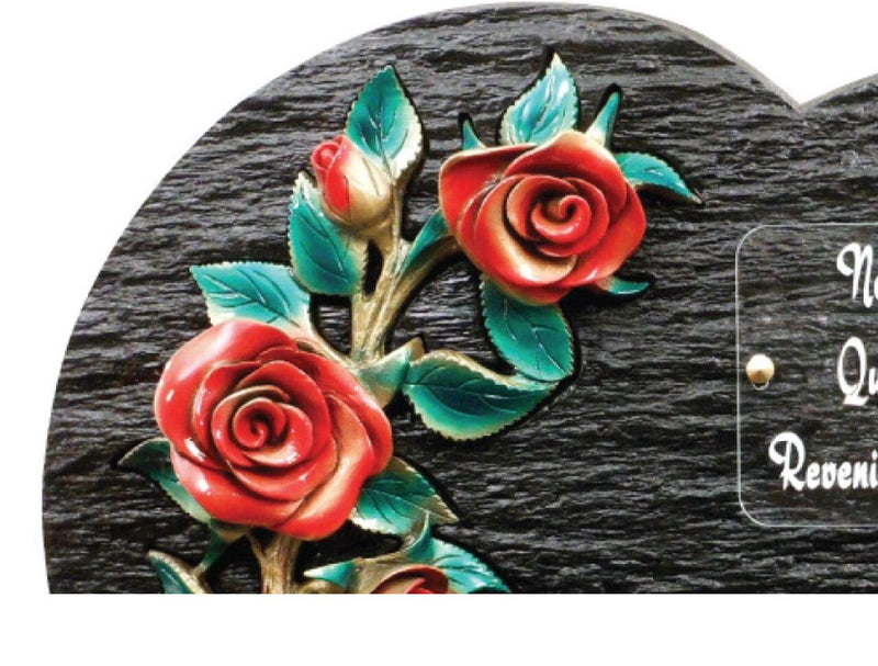 Plaque funéraire Rose rouge bronze