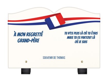 Plaque funéraire bandeau-bleu-blanc-rouge-forme-livre 27 plapuedacaes.com
