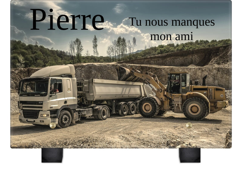 Plaque funéraire camion-chantier 27 plapuedacaes.com
