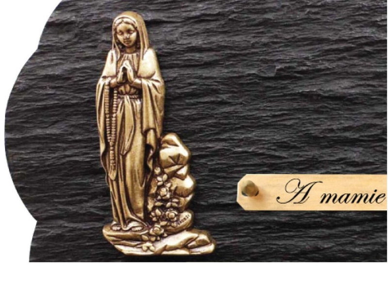 Plaque funéraire galets-blancs-vierge-marie-sur-socle 18 plapuedacaes.com

