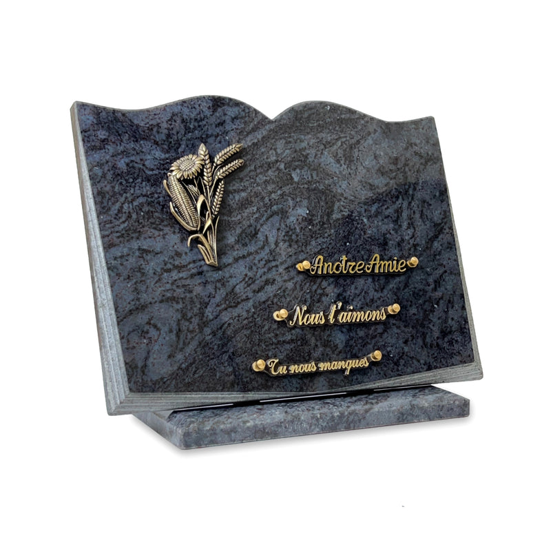 Plaque funéraire livre-sur-socle 25 plapuedacaes.com