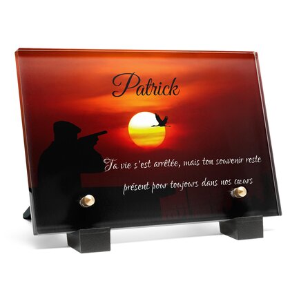 Plaque funéraire chasseur-oiseau 24 plapuedacaes.com
