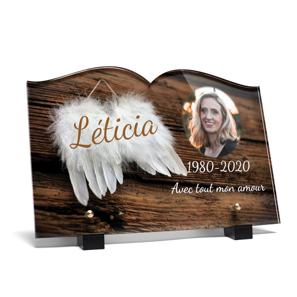 Plaque funéraire ailes-dange-forme-livre 20 plapuedacaes.com
