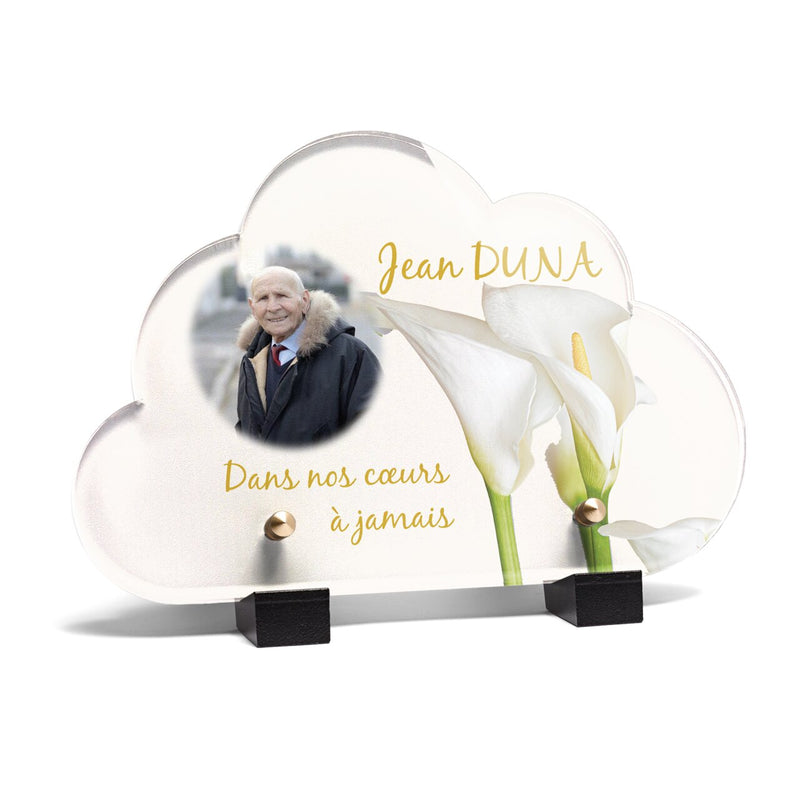 Plaque funéraire arum-blanc-forme-nuage 5 plapuedacaes.com
