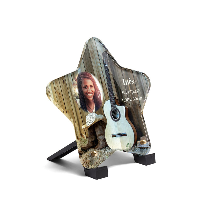Plaque funéraire guitare-classique-forme-etoile 15 plapuedacaes.com