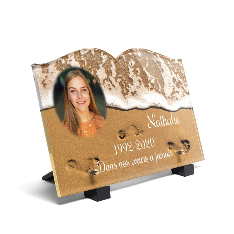 Plaque funéraire empreinte-sable-forme-livre 27 plapuedacaes.com