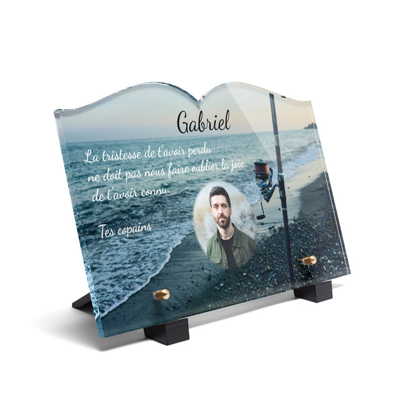 Plaque funéraire canne-a-peche-a-la-plage-forme-livre 23 plapuedacaes.com
