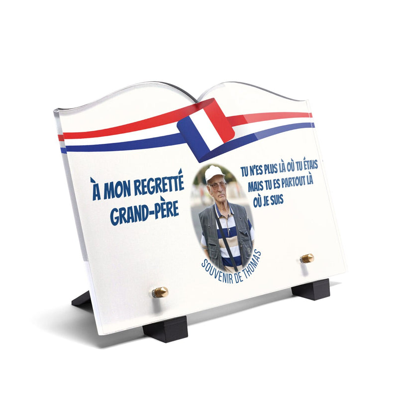 Plaque funéraire bandeau-bleu-blanc-rouge-forme-livre 24 plapuedacaes.com
