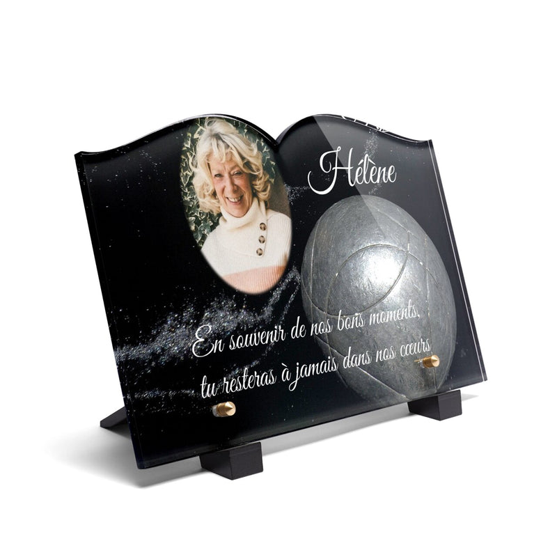 Plaque funéraire boule-de-petanque-forme-livre 15 plapuedacaes.com