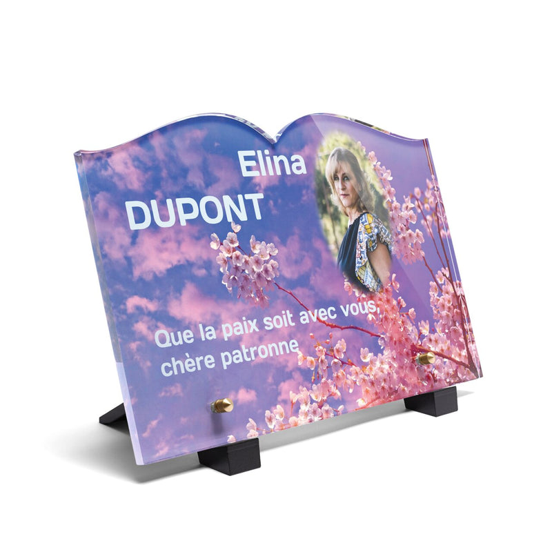 Plaque funéraire fleurs-de-cerisier-forme-livre 26 plapuedacaes.com