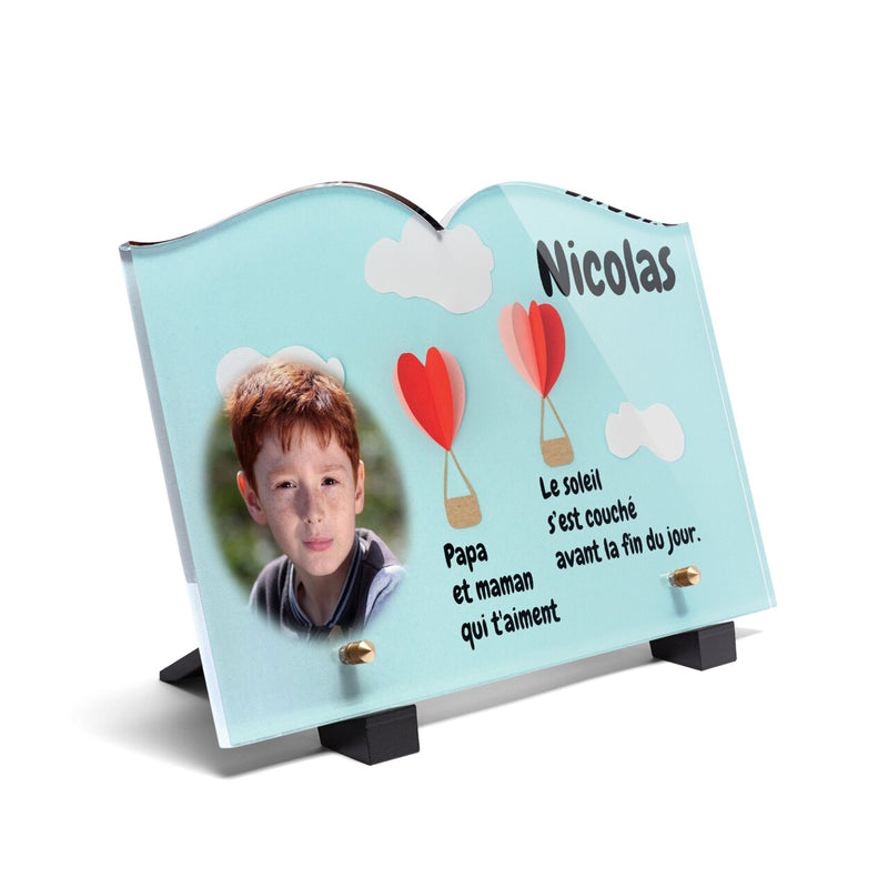 Plaque funéraire ballons-coeurs-forme-livre 30 plapuedacaes.com