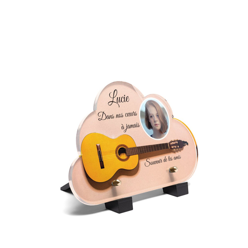 Plaque funéraire guitare-jaune-sur-fond-rose-forme-nuage 13 plapuedacaes.com