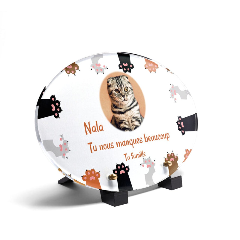 Plaque funéraire cadre-pattes-de-chat-forme-ovale 3 plapuedacaes.com