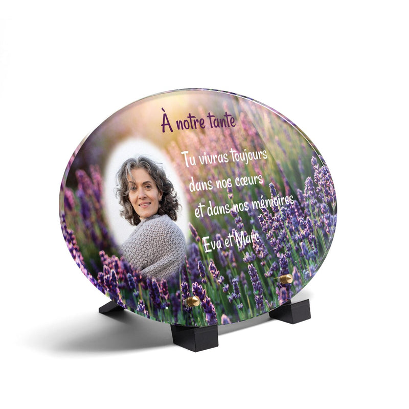 Plaque funéraire lavande-au-soleil-forme-ovale 30 plapuedacaes.com