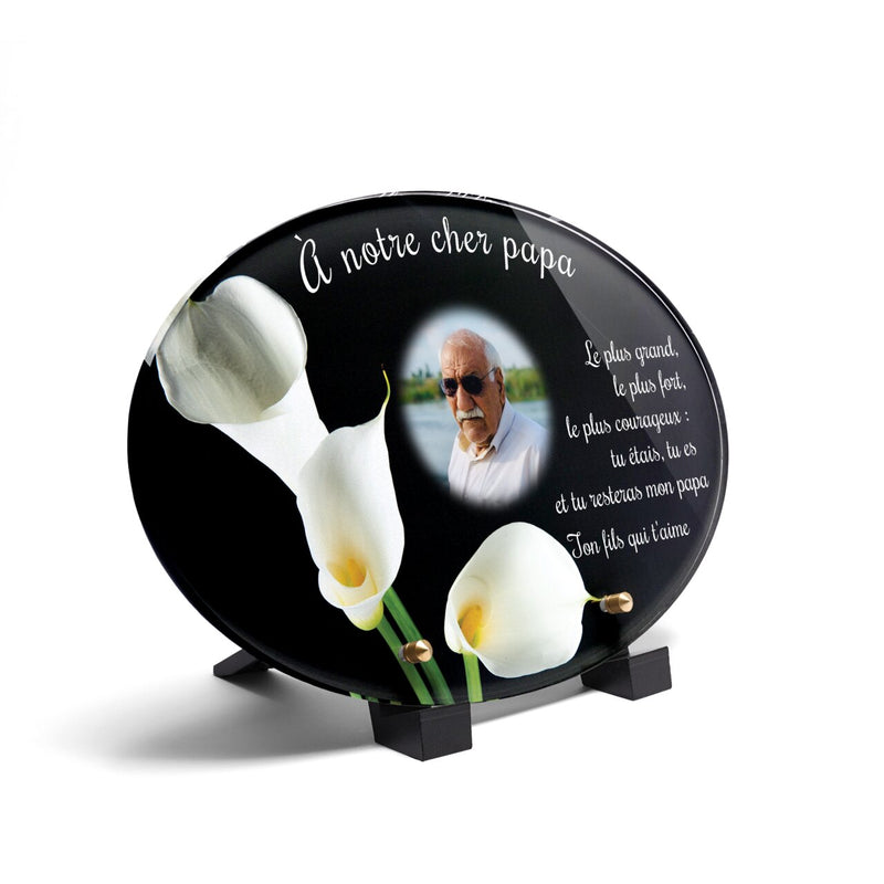Plaque funéraire arum-blanc-forme-ovale 5 plapuedacaes.com