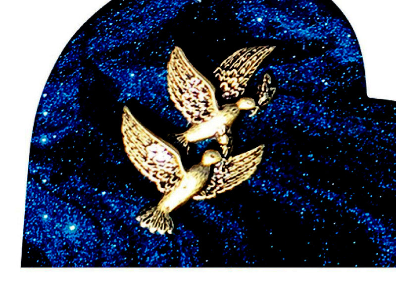 Plaque funéraire Cœur pailleté bleu