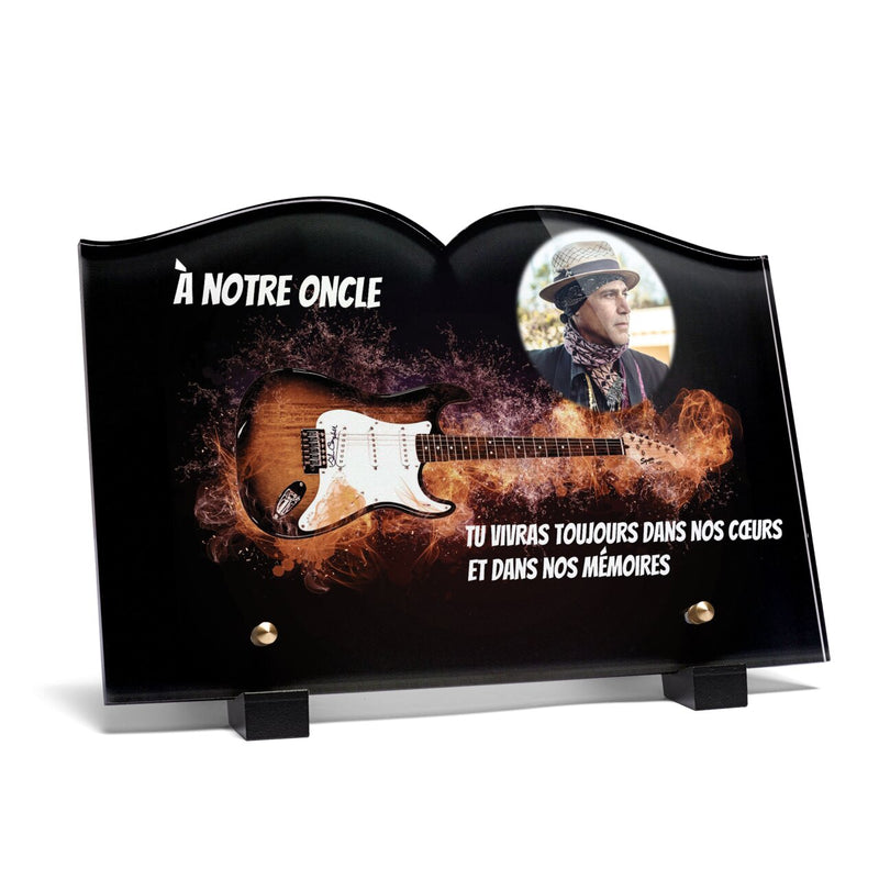 Plaque funéraire guitare-electrique-en-feu-forme-livre 16 plapuedacaes.com
