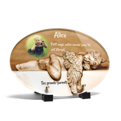 Plaque funéraire petit-ange-qui-dort-forme-ovale 13 plapuedacaes.com
