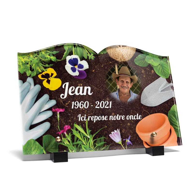 Plaque funéraire jardinage-vue-den-haut-forme-livre 16 plapuedacaes.com

