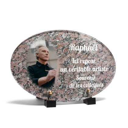 Plaque funéraire livre-granit-rose-forme-ovale 9 plapuedacaes.com
