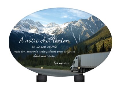 Plaque funéraire camion-sur-la-route-dans-les-montagnes-forme-ovale 20 plapuedacaes.com
