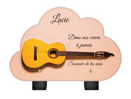 Plaque funéraire guitare-jaune-sur-fond-rose-forme-nuage 17 plapuedacaes.com
