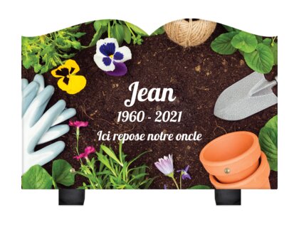 Plaque funéraire jardinage-vue-den-haut-forme-livre 16 plapuedacaes.com
