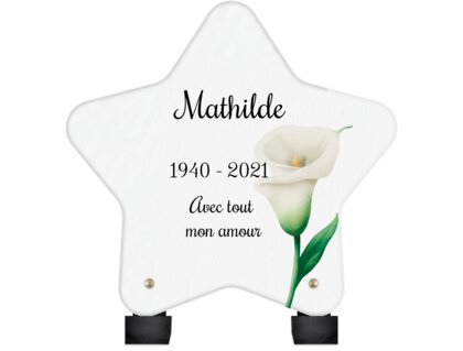 Plaque funéraire arum-blanc-forme-etoile 13 plapuedacaes.com
