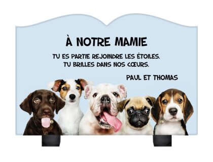 Plaque funéraire mignons-chiots-forme-livre 30 plapuedacaes.com
