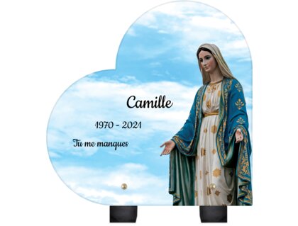 Plaque funéraire vierge-qui-benit-forme-coeur 9 plapuedacaes.com
