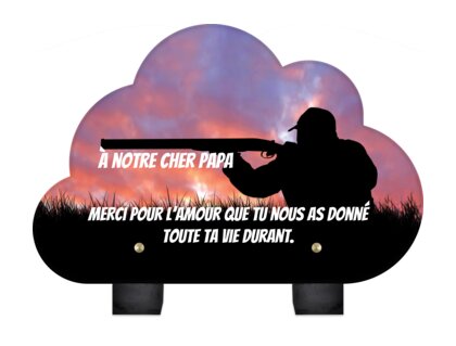 Plaque funéraire chasseur-sous-ciel-rouge-forme-nuage 28 plapuedacaes.com
