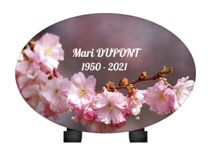 Plaque funéraire fleurs-de-cerisier-forme-ovale 17 plapuedacaes.com
