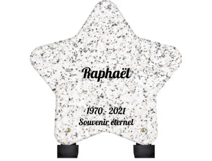 Plaque funéraire livre-granite-gris-forme-etoile 30 plapuedacaes.com

