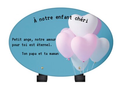 Plaque funéraire ballons-coeurs-forme-ovale 27 plapuedacaes.com

