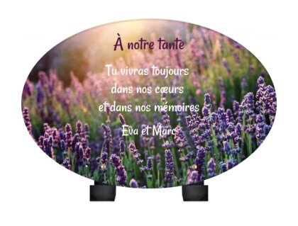 Plaque funéraire lavande-au-soleil-forme-ovale 22 plapuedacaes.com
