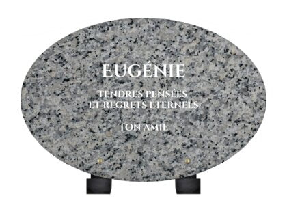 Plaque funéraire livre-granite-gris-forme-ovale 17 plapuedacaes.com
