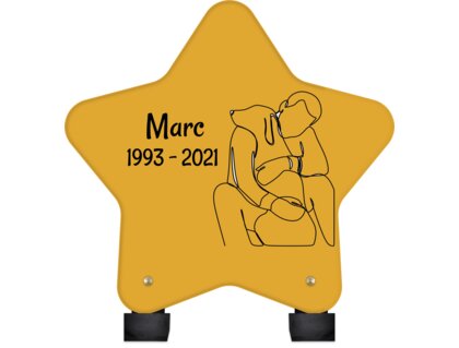 Plaque funéraire dessin-chien-et-humain-forme-etoile 2 plapuedacaes.com
