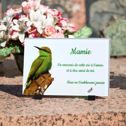 Plaque funéraire bel-oiseau-vert 28 plapuedacaes.com

