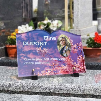 Plaque funéraire fleurs-de-cerisier-forme-livre 24 plapuedacaes.com
