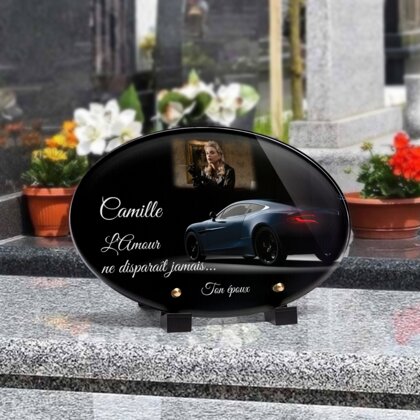 Plaque funéraire voiture-luxueuse-forme-ovale 16 plapuedacaes.com
