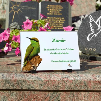 Plaque funéraire bel-oiseau-vert 19 plapuedacaes.com
