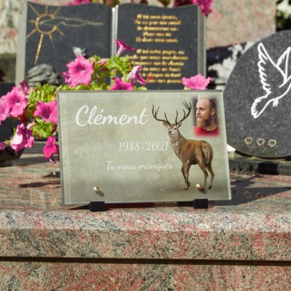 Plaque funéraire plaque-funeraire-cerf 18 plapuedacaes.com
