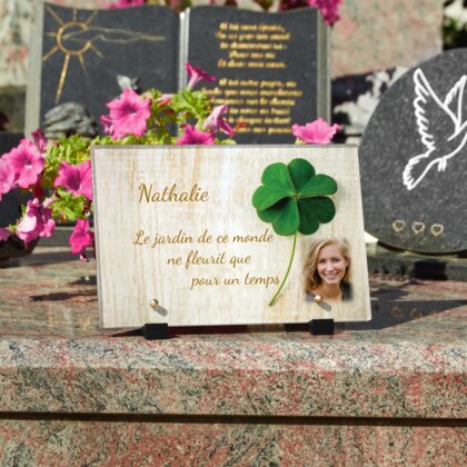 Plaque funéraire plaque-funeraire-trefle 17 plapuedacaes.com
